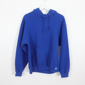 vintage COBALT royal blue RUSSELL brand pullover hoodie sweatshirt vintage 90s y2k -- size medium - FREE shipping U.S.A