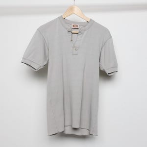 vintage BANANA REPUBLIC henley gray polo vintage 1990s short sleeve polo vintage -- size small