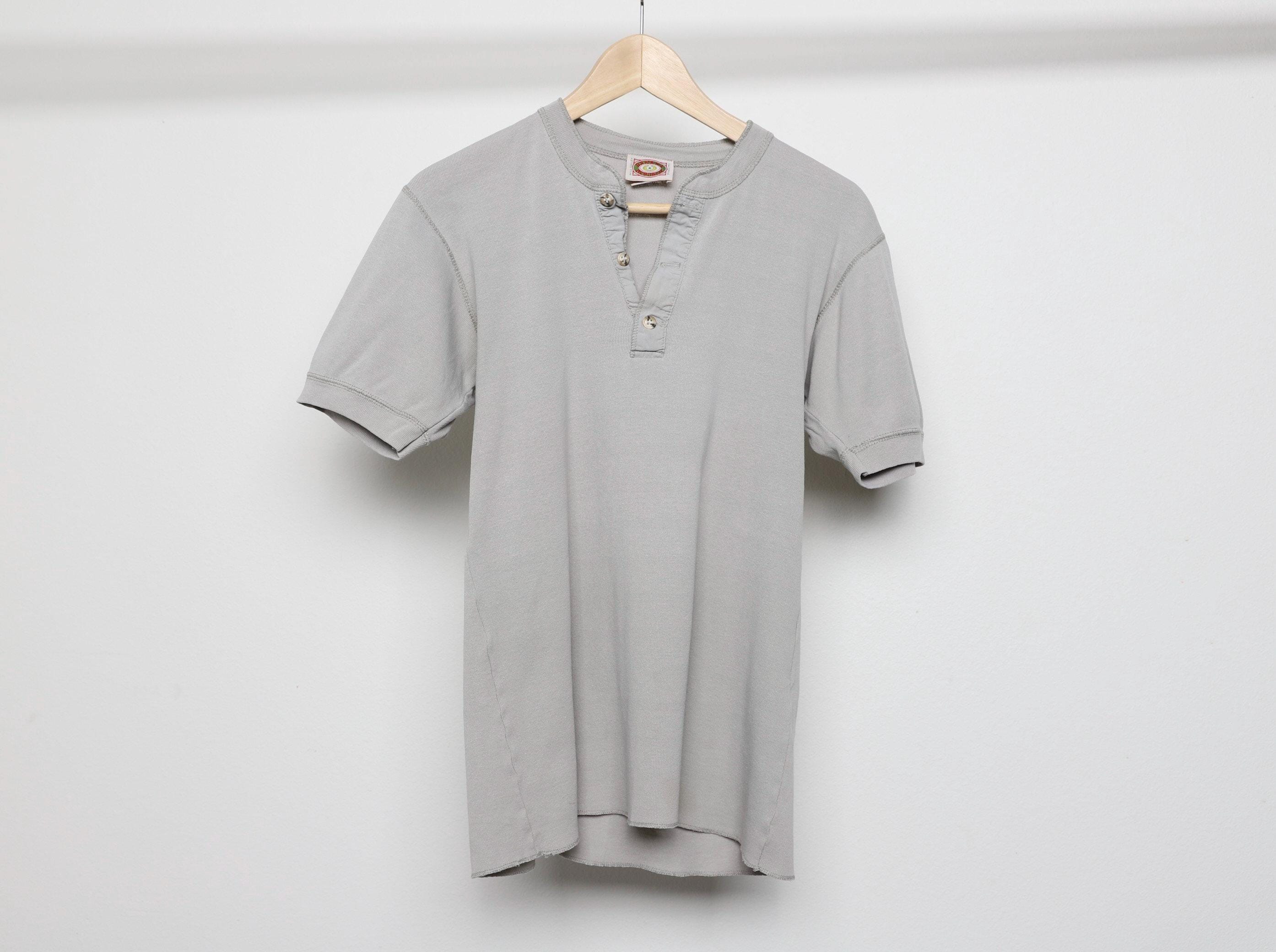 vintage BANANA REPUBLIC henley gray polo vintage 1990s short sleeve polo vintage -- size small