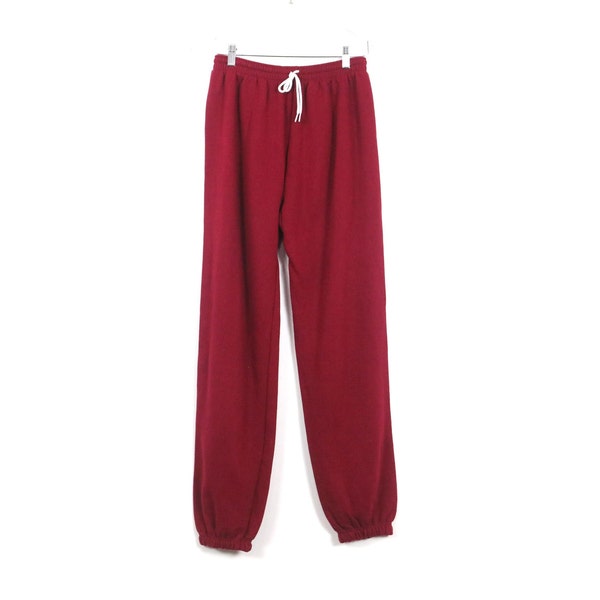 vintage 1980s fuchsia RED sweat pants 50/50 soft deadstock sweatpants -- men's size medium-- super soft sweats