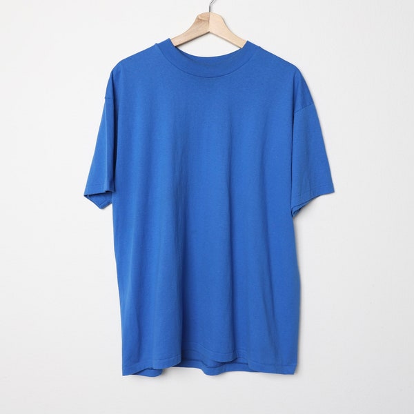 blue VINTAGE 90s y2k short sleeve vintage soft plain classic no logo t-shirt -- Men's Size XL