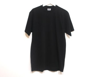 schwarzes VINTAGE 1980s 90s blanko klassisches Kurzarmshirt ohne Logo Vintage Tshirt -- size large