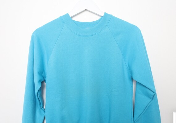 vintage turquoise Blue vintage 1980s 90s RAGLAN pull… - Gem