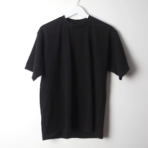 vintage Thick COTTON black PLAIN blank classic BLACK t-shirt top -- size large