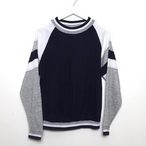 vintage KLEURENblok grijs gemêleerd en blauw RINGER vintage jaren 80 superzachte vintage effen SWEATSHIRT zonder logo -- gratis verzending VS