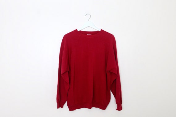 vintage 80s 90s red MAROON FADED vintage raglan p… - image 1