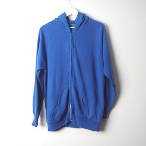 vintage COBALT blue HOODIE vintage sweatshirt baggy zipper hoodie -- size medium/large - FREE shipping U.S.A