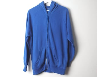Felpa vintage blu COBALTO con cappuccio, felpa vintage con cappuccio larga e cerniera -- taglia media/grande - spedizione GRATUITA negli Stati Uniti