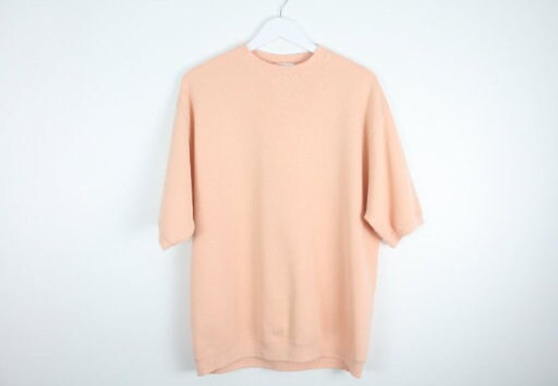 vintage 1980s PEACH short/half sleeve RAGLAN pullover classic plain no logo SWEATSHIRT top size medium image 1