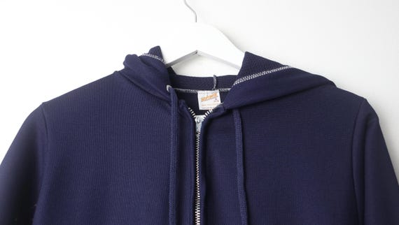 トップス 70'S-80'S VINTAGE NAVY FOODIE Vintage 1970s 80s Navy Blue No Logo ZIPPER Hoodie Sweatshirt