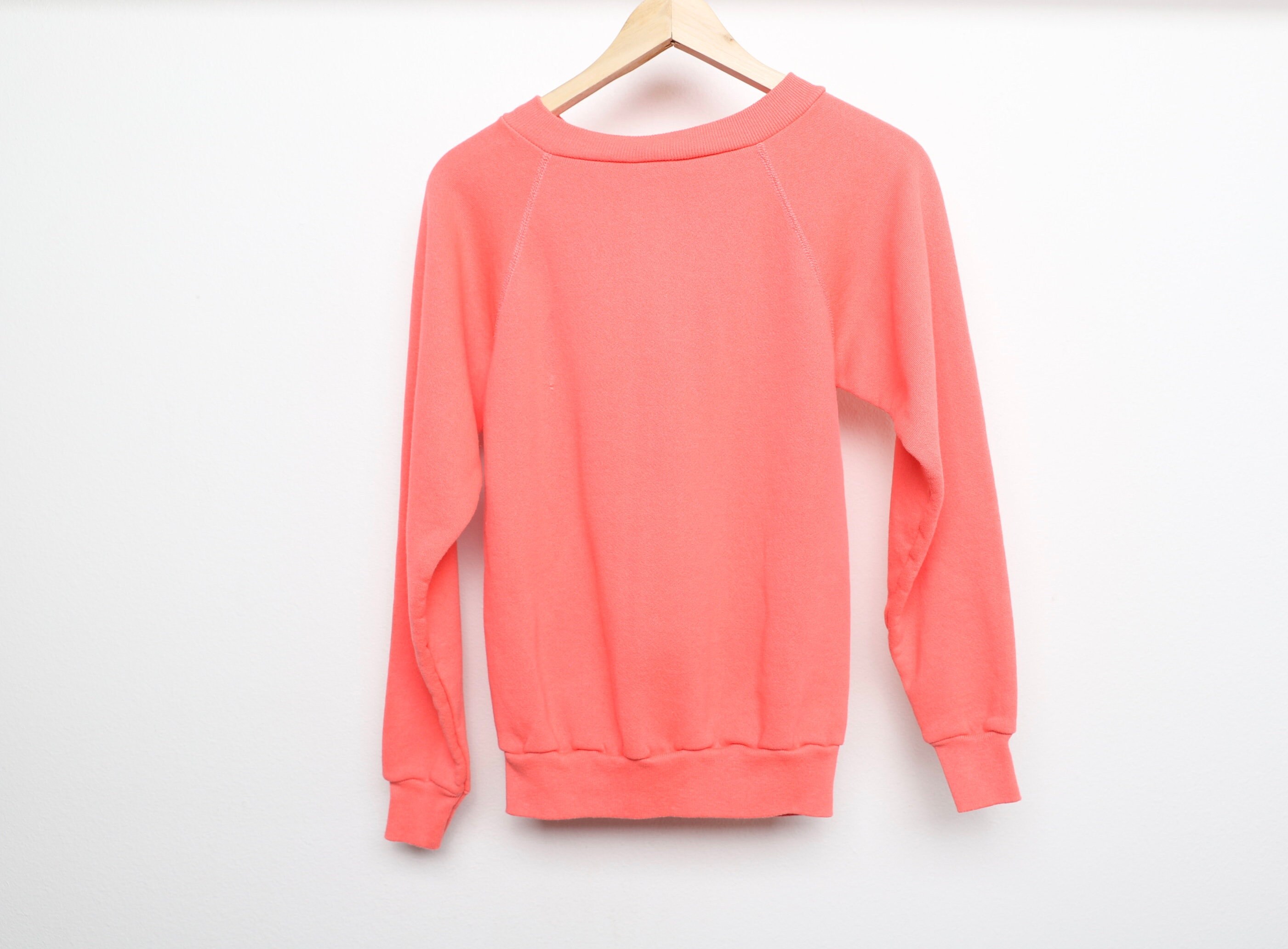 Vintage neon PINK sweatshirt Hanes brand 50/50 blank raglan Etsy