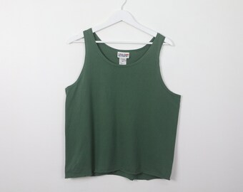 vintage 1980s 90s HUNTER forest GREEN soft vintage MUSCLE tank top -- size medium