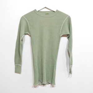 vintage 1990s sage green GRUNGE thermal long john 1990s shirt -- size small