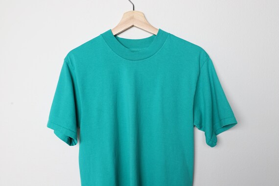 vintage 1990s turquoise blue TEAL t-shirt top -- … - image 2