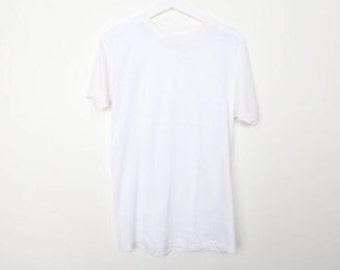 vintage WHITE plain thin and soft vintage pocket 1980s 90s t-shirt -- men's size medium