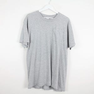 Vintage 90s HEATHER grey blank basic single stitch no logo thin POCKET cotton tshirt tee --- size large -- FREE shipping U.S.A