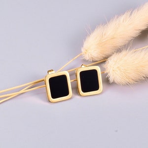 Gold Square Pushback Earrings, Gold Hoop Earrings, Medium Gold Earring, Roman Numeral Earring, Square Studs, BFF gift, Gift for her
