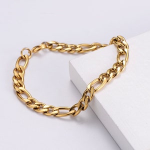 7mm 18k Gold Chain Bracelet, Chain Bracelet, Cuban Link Bracelet, Pave Cuban Link, Curb Chain Bracelet, Gold Chain Bracelet
