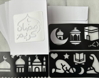 DIY Ramadan Greeting Cards with Stencils