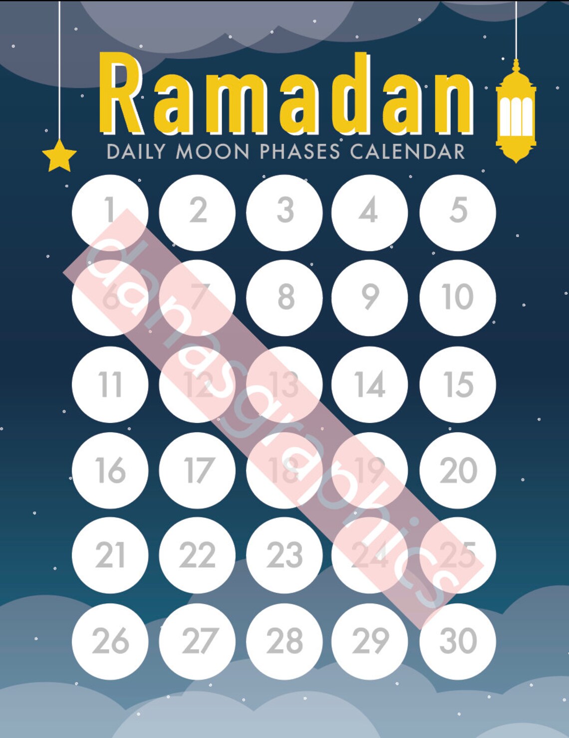 Ramadan Moon Phases Calendar Etsy
