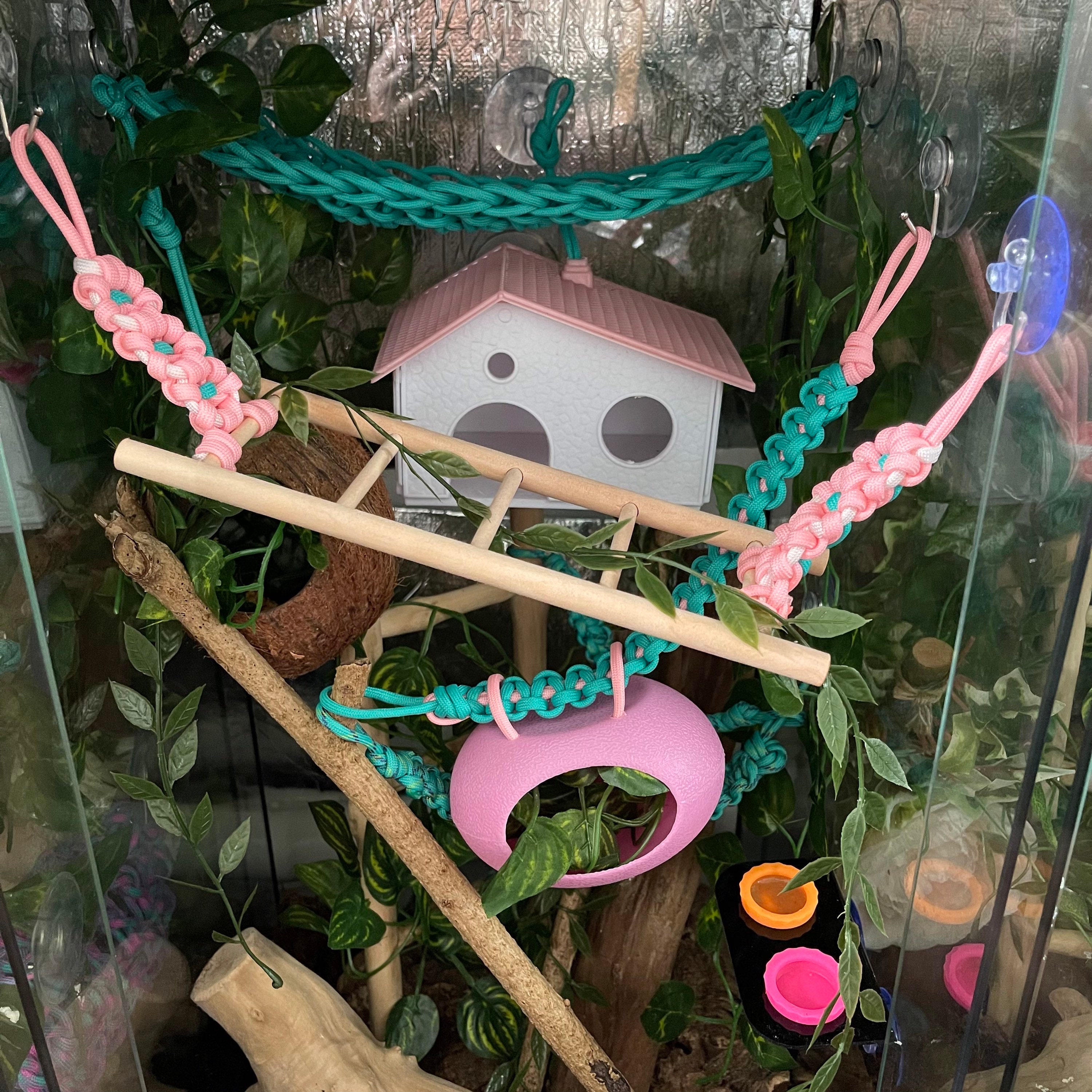 Flower design wooden reptile ladder bridge Small / climbing Etsy