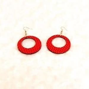 Red and White Polka Dotted Hoop Earrings