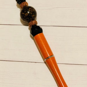 Halloween Pumpkin Beaded Pen, Bubblegum Bead Pens, Beaded Ink Pens, Gifts for Her, Journal Accessories, Custom Pens, Unique Gift, Orange Pen