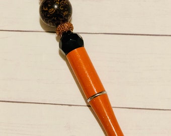Halloween Pumpkin Beaded Pen, Bubblegum Bead Pens, Beaded Ink Pens, Gifts for Her, Journal Accessories, Custom Pens, Unique Gift, Orange Pen