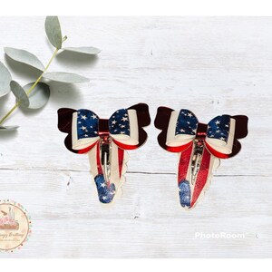 Patriotic Faux Leather Hair Clips