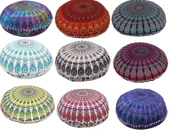 Sophia Art 5 pcs lot 32 Hippie Mandala Wholesale lot Floor Pillow Cushion Seating Throw Cover Pouf Cover Round Bohemian Yoga Decor Floor Cushion Case 32 Multi Color