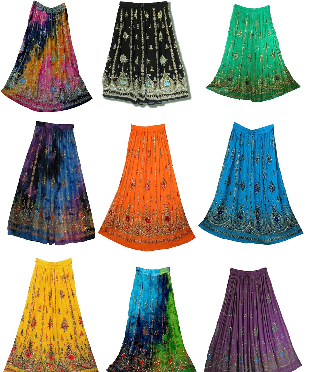 Indian Women Crinkle Long Tie Dye Multi Color Skirt Indian - Etsy