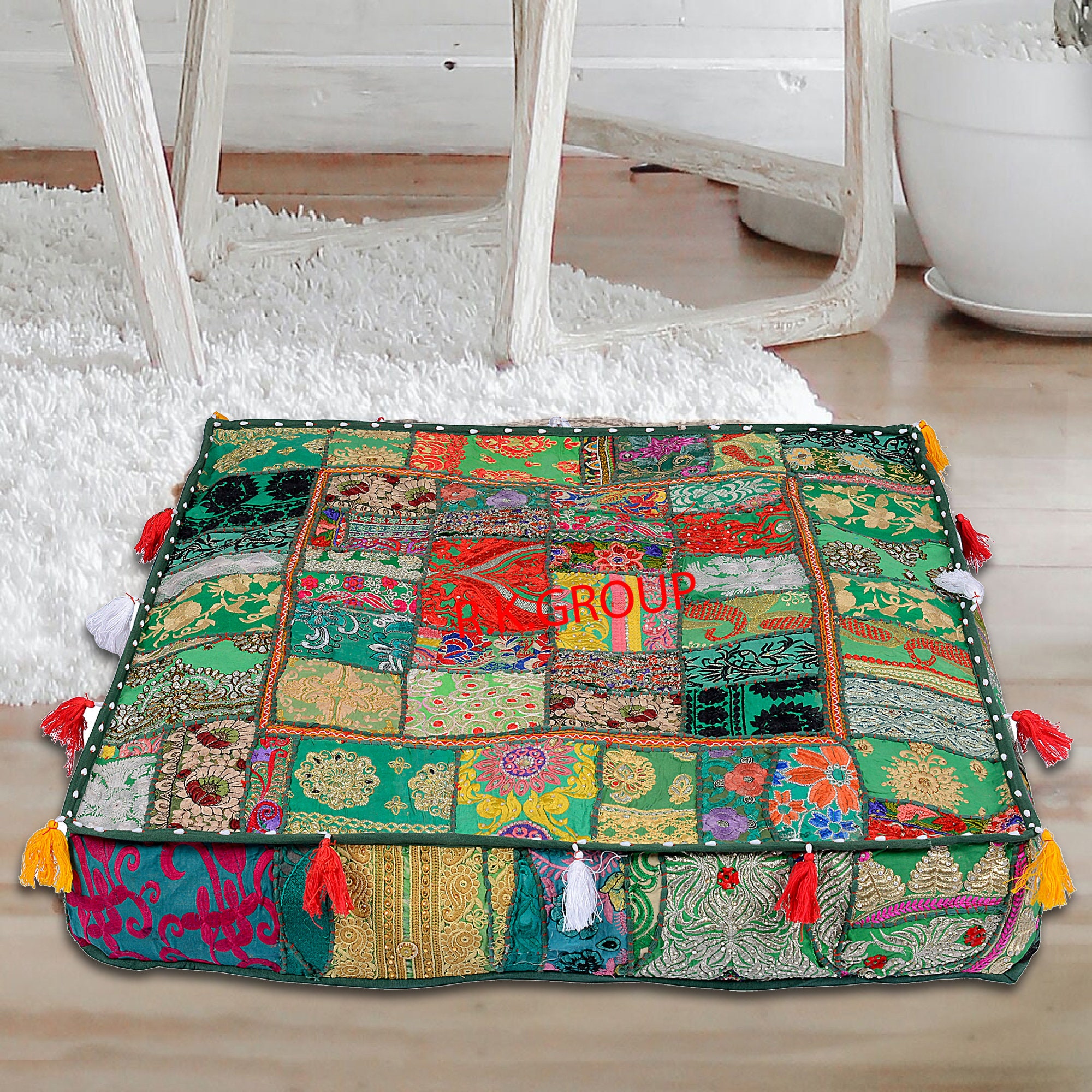 Large Floor Cushion CoverOutdoor Decor PoufBoho Square Etsy