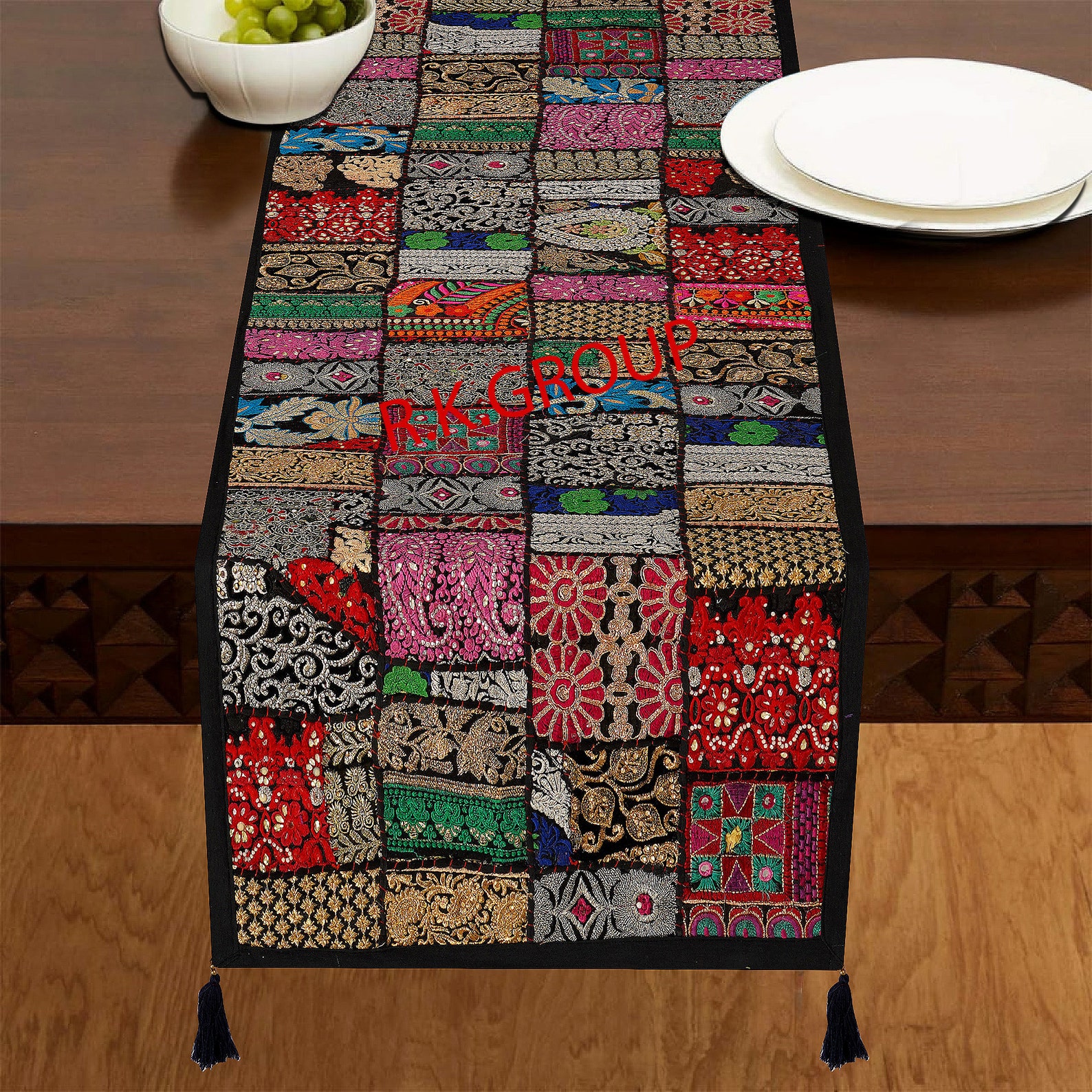 Indian Table Runner Room Decor Cloth Embroidered Patchwork Etsy