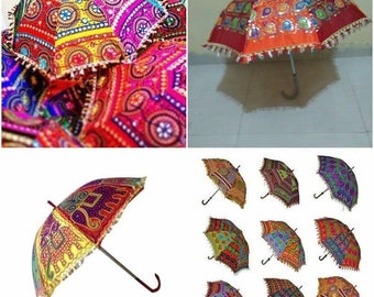 20 PCS Indian Umbrella Vintage Decorative Wedding Women Cotton Sun Parasols Traditional Indian Designer Handmade Colorful Ethnic Patchwork