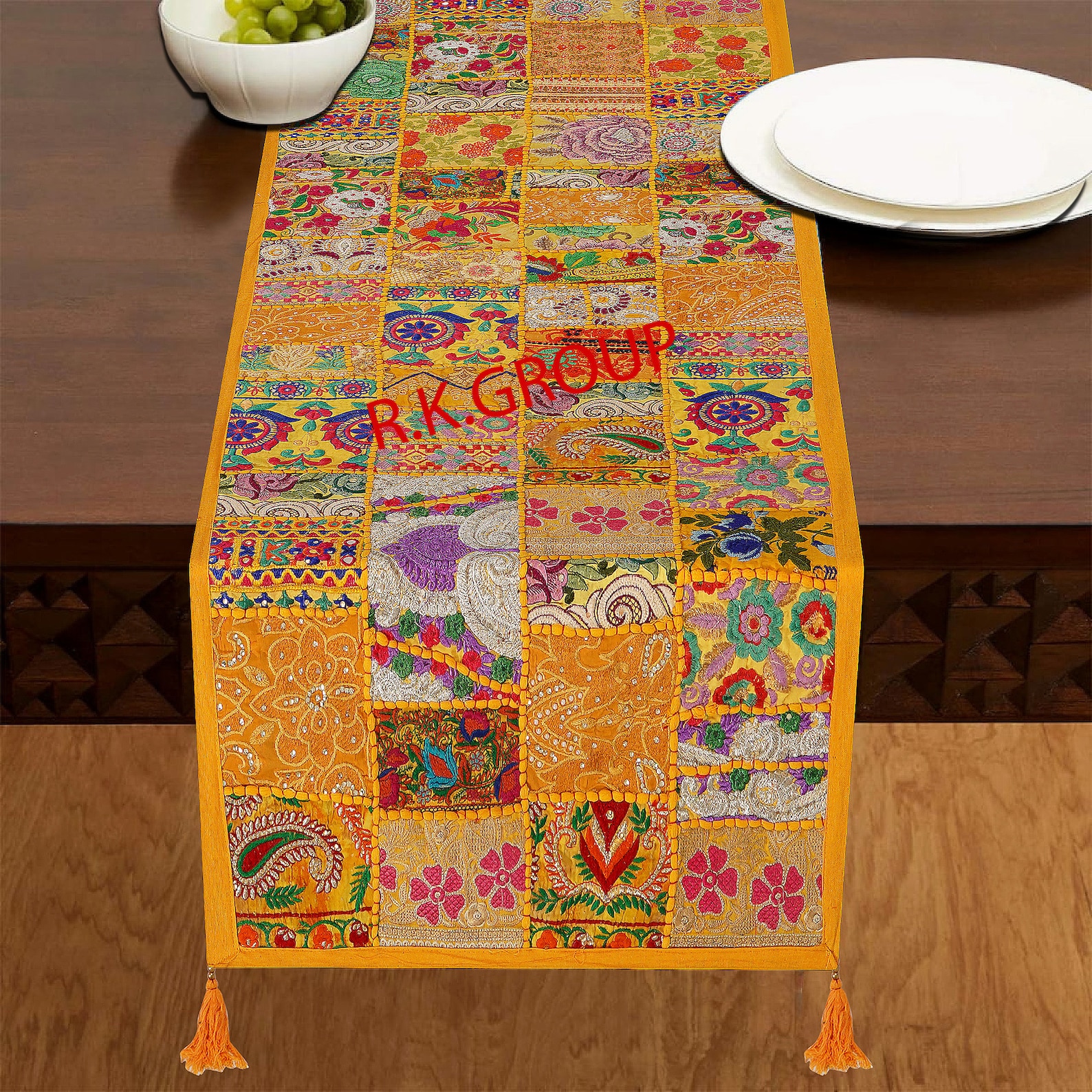 Indian Table Runner Room Decor Cloth Embroidered Patchwork Etsy