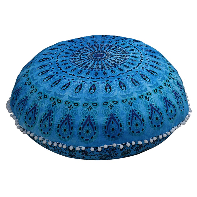 32 Blue Tie Dye Colors Decorative Floor Cushions Round Etsy