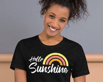Hello Sunshine Retro T-Shirt, Rainbow Summer Tee
