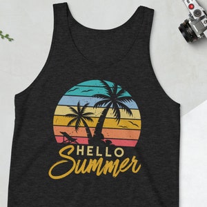Summer Tank Top, Hello Summer Tank, Beach Tank Top, Retro Tank, Retro Beach Top, Summer Tank Top, Vacation Tank Top