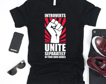 Introverts Unite Separately T-Shirt, Unisex Cotton Tee