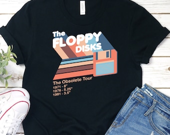 Floppy Disk World Tour T-Shirt, Obsolete Tech, Computer Nerd