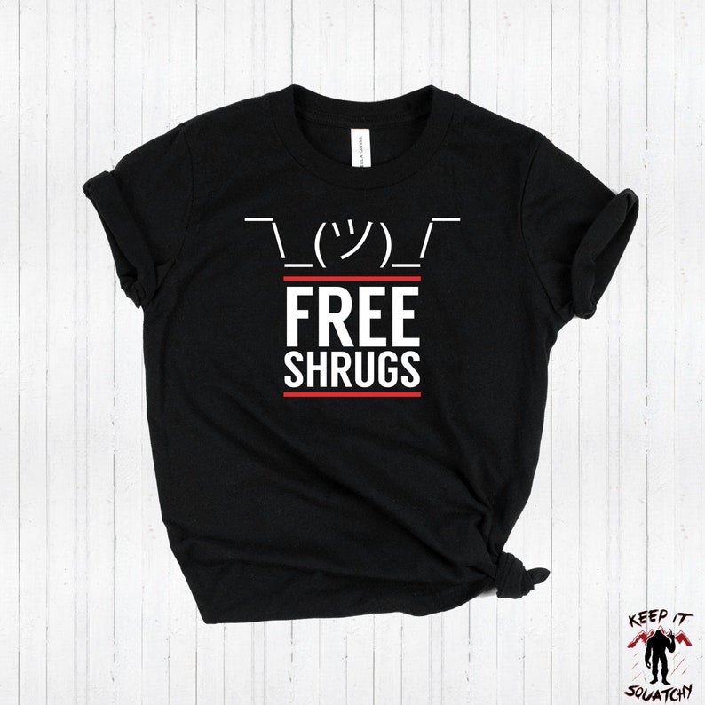 Free Shrugs Emoji Shirt, Funny Graphic Tee image 2