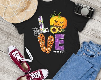 Halloween Love Pumpkin Nana Vintage T-Shirt, Nana Shirt, Nana Halloween Shirt, Grandma Gift Shirt, Nana Life Shirt