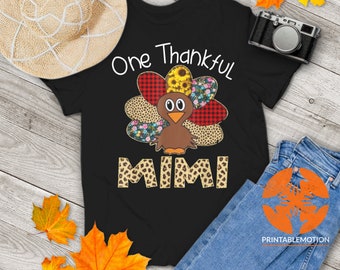 Turkey One Thankful Mimi Grandma Thanksgiving Fall Vintage T-Shirt, Thanksgiving Shirt, Turkey Shirt, Gift Tee For You And Your Family
