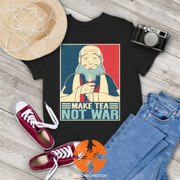 Make Tea Not War Onkel Iroh Vintage T-Shirt, The Last Airbender Shirt, Avatar Shirt, Onkel Iroh Shirt, Geschenk Tee für Sie und Ihre Freunde