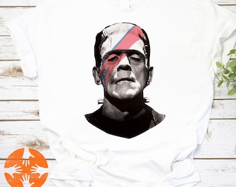 Frankenbowie Frankenstein Rockstar Unisex Vintage T-Shirt, Frankenstein Shirt, Funny Frankenstein Rockstar Shirt, Halloween Shirt