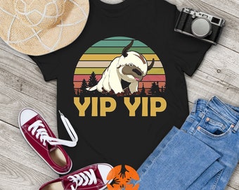 Appa Sky Bison Yip Yip T-shirt vintage, chemise drôle de bison volant dans l'air, t-shirt cadeau pour vous et votre famille