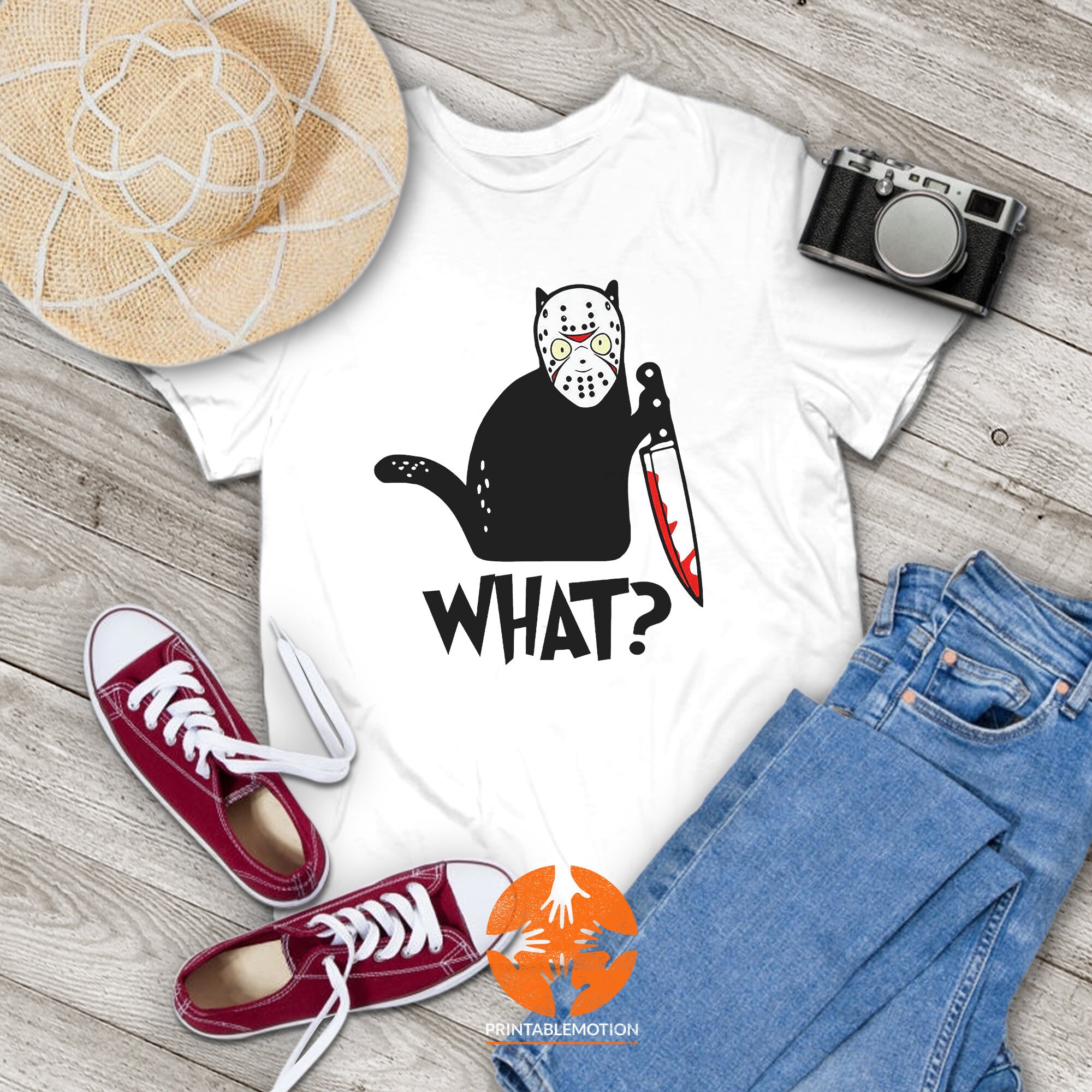 Jason Voorhees What Murderous Cat Halloween Vintage T-Shirt, Halloween Shirt, Cat Shirt, Black Cat Shirt, Gift Tee For You And Your Friends