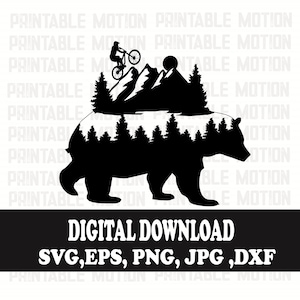 Polar bear mountain bike SVG l mountain bike svg l dirt bike SVG l adventure svg l mountain svg l mountain and tree cut file for cricut