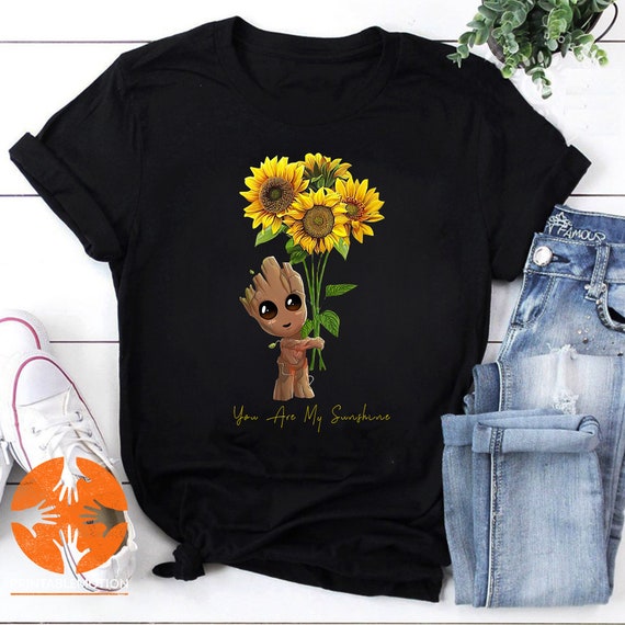 Baby Groot With Sunflower You Are My Sunshine Vintage T-Shirt