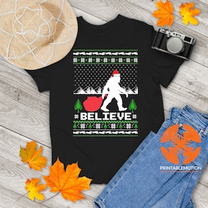 Believe Bigfoot Ugly Christmas Vintage T-Shirt, Christmas Shirt, Bigfoot Shirt, Ugly Christmas Shirt, Funny Gift Tee For You And Your Family